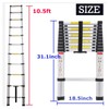 10.5 Feet Aluminum Telescoping Telescopic Extension Ladder 330 Pound Capacity,