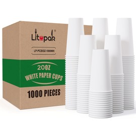 LITOPAK 1000 pack Paper Cup Disposable 20 oz, Bulk White Paper Cups, Hot Paper Coffee Cups for Offices, Schools, Shops, Restaurants