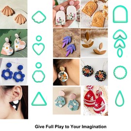OcetrFnow Polymer Clay Cutters Set, 24 Shapes Clay Earring Cutters with 118 Earrings Accessories for Polymer Clay Jewelry Making
