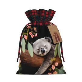 PUTWULB Koala Christmas Gift Bag, Candies Drawstring Bag for Xmas Party Favor Supplies Wrapping