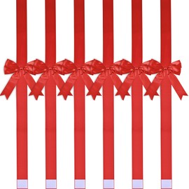LoomJoyz 6 Pieces Red Christmas Cabinet Bow Large Christmas Door Ribbon Cabinet Ribbon Bows for Furniture Party Kitchen Decoration