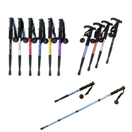 Duralumin hiking stick, straight T-shaped stick, cane, easy portability, 4-stage foldable stick climb 4Single magnetic stick (silver) 2ea