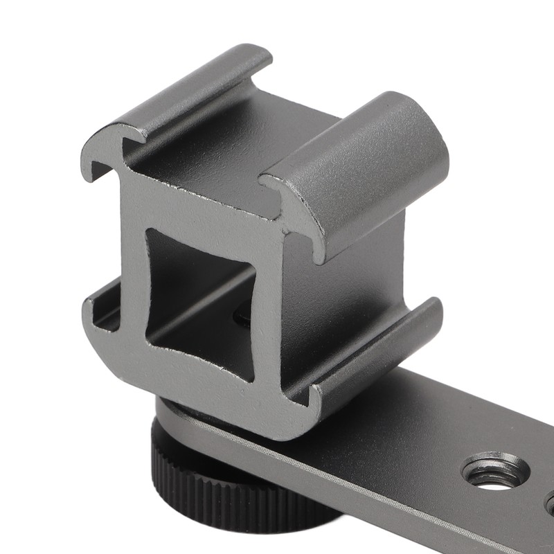 Triple Cold Shoe Extension Bracket Aluminium Alloy Microphone Stand Mount
