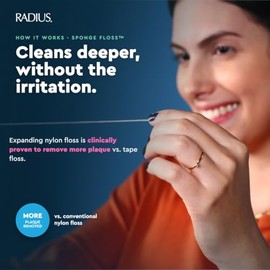 RADIUS Hilo dental de vainilla Mint de 55 yardas vegano y no tóxico para el cuidado bucal y diseñado para ayudar a combatir la placa, paquete de 2
