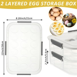 FMOACEN 2-Layer Deviled Egg Containers with Lid, 36 Slots Deviled Egg Tray Carrier with Lid Clear Eggs Storage Box Portable Egg Holder Platter with Handle for Easter Party Home Kitchen Supplies