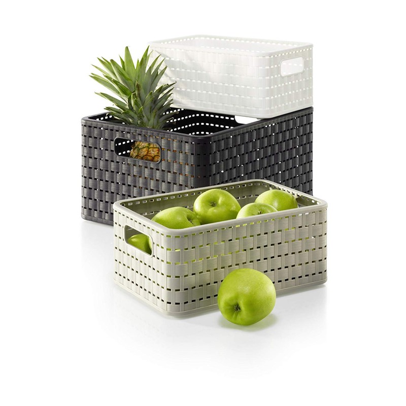 Rotho Country Rattan Effect Storage Box, 6 Litres, Plastic (Polypropylene),