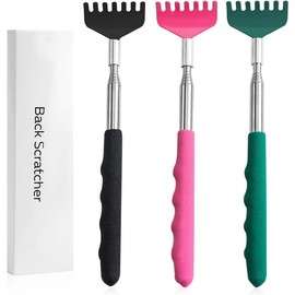 3 Pack Extendable  Scratcher, Stainless Steel Portable Telescoping  Scratchers for Adults Men Women, with Rubber Handles