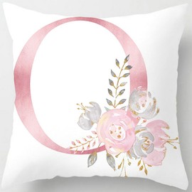 Tillskuch Pink Cushion Covers Cute Alphabet Decorative Throw Pillow Cover Square Letter Pillow Protectors for Sofa Couch Bedroom Chair Home Decor 45cm x 45cm(O)