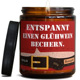 Lustige Weihnachts Duftkerze mit Spruch zu Weihnachten | Handgemacht in Berlin | In Geschenkbox | Originelle & Freche Weihnachts Geschenk Kerze Idee Deko Tischdeko Dekoration |Apfel-Zimt