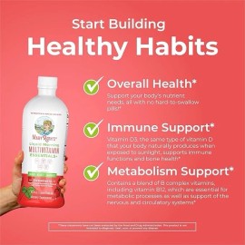 Mary Ruth's Liquid Morning Multivitamin Essentials+ Strawberry 32 fl oz New