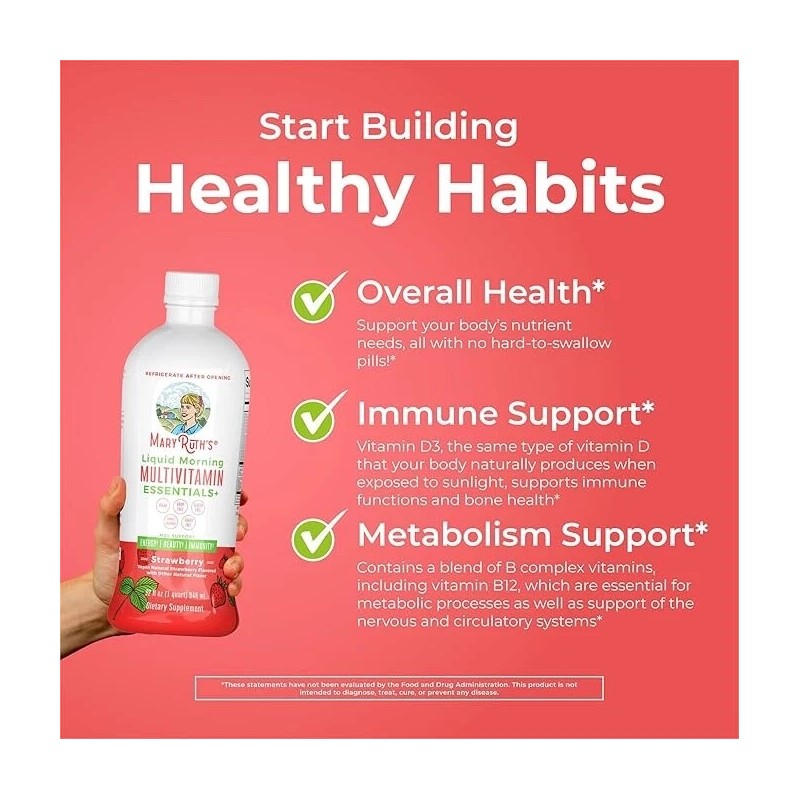 Mary Ruth's Liquid Morning Multivitamin Essentials+ Strawberry 32 fl oz