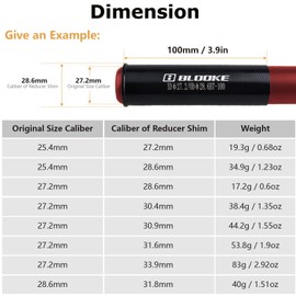 JEELAD Bike SeatPost Adapter Shim, 100mm Length Aluminum Bicycle Reducing Sleeve Seat Post Tube Adapter for Mountain Bike, Road Bike, MTB, BMX (01 Black-27.2mm to 31.6mm)