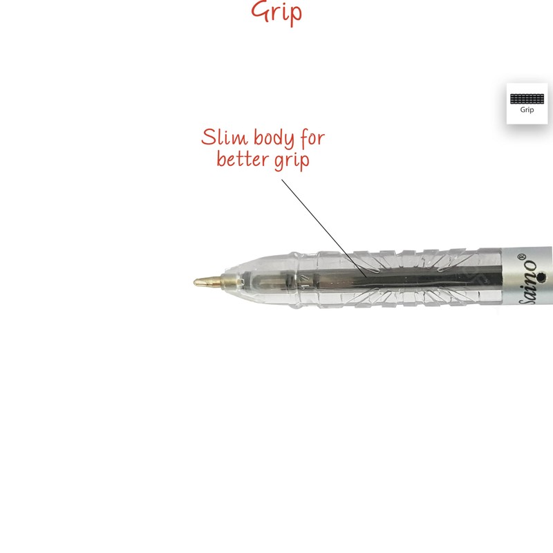 SAINO GlideStic Ballpoint Pens, BLUE, Fine Point (0.6mm), Pack of
