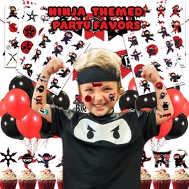 60 PCS Martial Arts Warriors Pre-Cut Temporary Tattoos for Kids | Super Cute Themed Birthday Party Favors, Supplies, Decorations, Fake Tattoo Stickers, School Rewards Prizes & Gifts Boys & Girls