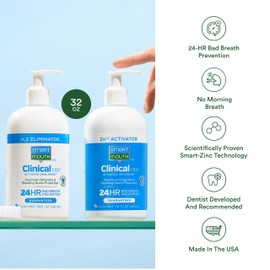 SmartMouth Clinical DDS 2-Bottle Activated Mouthwash with Pumps - Gum Health Support for Adults - 12-Hour Fresh Breath Mouthwash - Clean Mint Flavor, 32 fl oz (16 fl oz per Bottle)