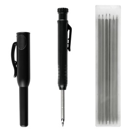 Lotsdonxia 3 Pcs Mechanical Carpenter Pencils Set – Durable Marking Tool Black Metal Pencil, Cap & Refill for Woodworking, Construction, and Drawing