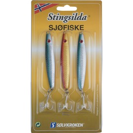 Solvkroken Stingsilda Pack of 3 Baits for Cod, Halibut & Pollock, Sea Bait for Norway, Iceland, Denmark, Baltic Sea, Weight/Length/Hook Size: 40 g - 8.0 cm - Size 2
