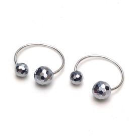 OVER-9 Terahertz Mineral Ear Cuffs, Set of 2, Earbuds, Jewelry, Stainless Steel, Piercing, Small Face, Lift-Up, Beautiful Face, Buzzing, Massage, Health, Beauty Power Stone, Natural Stone 0.4 x 0.3 inches (10 x 8 mm)