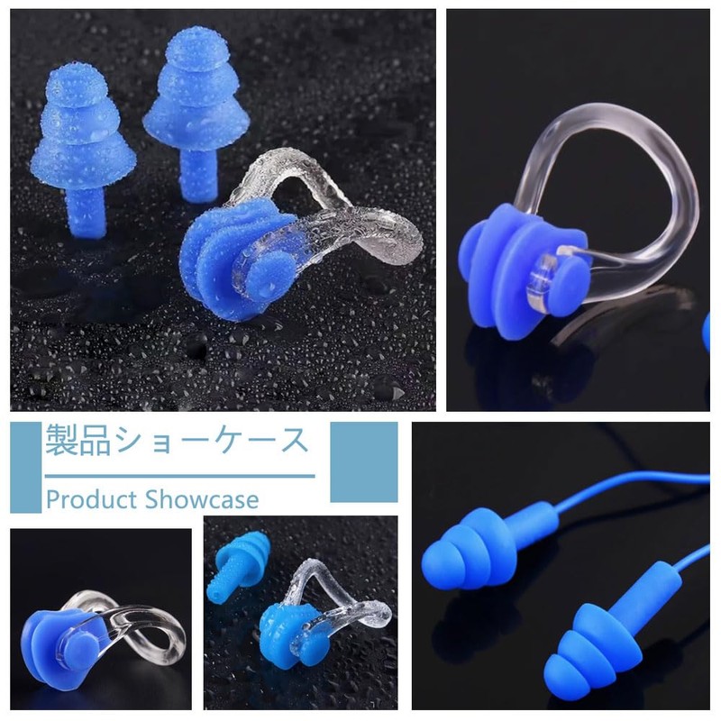 Swimming Nose Plugs, 1 Pack Blue with Nose Plugs, Ear