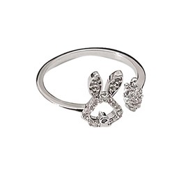 Niaspi Crystal Rabbit Statement Rings for Women Girls Adjustable Peter Rabbits Bunny Carrot Stacking Eternity Ring Cute Easter Engagement Wedding Open Band Comfort Fit Animal Finger Rings Jewelry