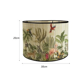 WeiLaiKeQi Bamboo Lamp Shades Drum Lamp Shade E27 Farmhouse Decorative Lampshade Japanese Lampshade for Table Lamps Desk Lamps, Birds