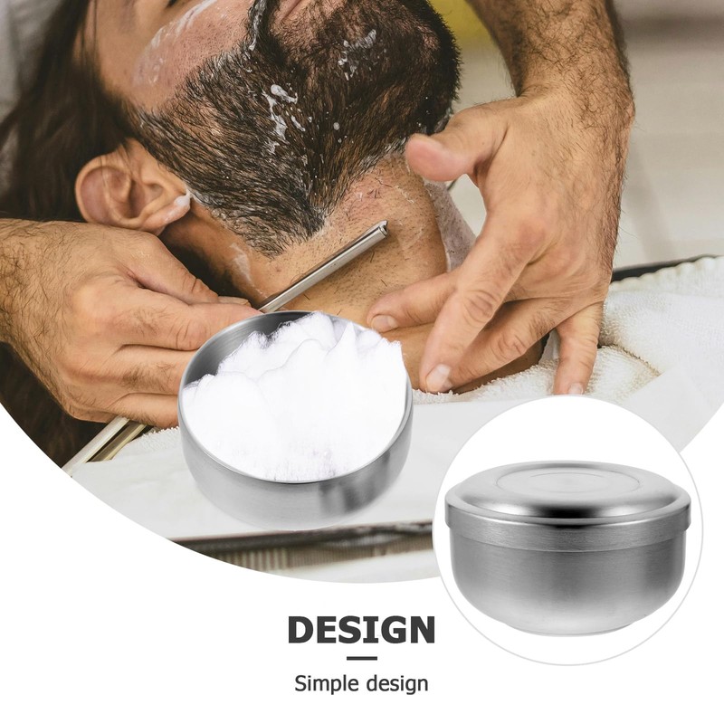 Milisten Stainless Steel Shaving Soap Cream Bowl with Lid Shaving