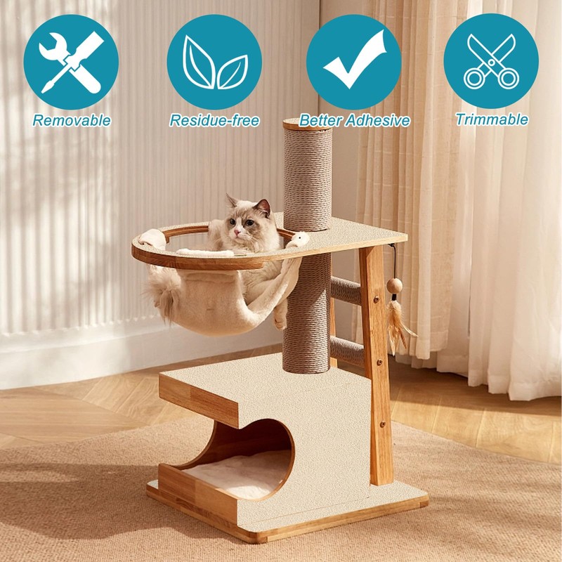 YEXEXINM Trimmable Cat Scratching Post Carpet Covered 78.7”x15.8” Self-Adhesive Cat
