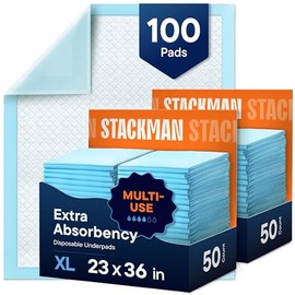 Stack Man Fundas para colchón de incontinencia para Cama para niños pequeños, 23 x 36 Pulgadas [Paquete de 100] absorción máxima, Protectores de Cama de Secado rápido a Prueba de Fugas