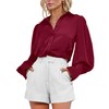 BTFBM Women Satin Button Down Shirts Summer Fall Lantern Long