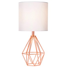 COTULIN Table Lamp,Modern Desk Lamp with TC Fabric Shade and Hollowed Out Metal Base for Living Room Bedroom,Rose Gold