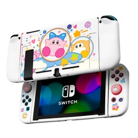 Switch Case, Switch NS Hülle, Anti-Kratzer Design Zubehör, TPU-Softcase im Klassischen Pink-Stil mit Zwei Daumenabdeckungen (NS-G)