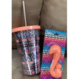 JUSTICE TUMBLER 16oz AZTEC FOX  SHIMMER & SQUIRREL PEN SET PBA FREE SUPER CUTE!!