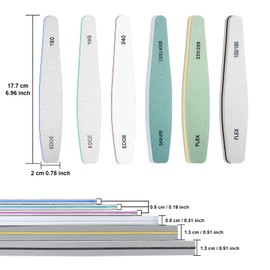 CGBE Pack of 12 Nail Files, Double-Sided Washable for Gel Nails, Acrylic Nails and Natural Nails, Professional Nail Files Set for Manicure, Nail File 100/150/180/220/240/280/1000/4000 Grit