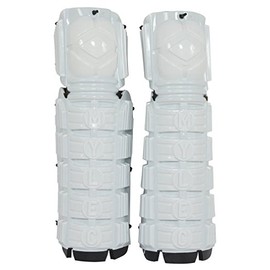 MyLec Street/DEK Shin Pad, Lightweight & Durable Hockey Accessories, Velcro Straps for Custom Fit, Hard Front Shells with Breathable Material, 3/8" Foam Padding Shin Guards (Large, White)