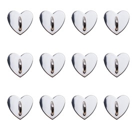 Pastlla 12Pcs Phone Charm Hook Adhesive Metal Phone Finger Grip Hook Cell Phone Ring Holder Stand for DIY Accessories (Silver, Heart Shaped)