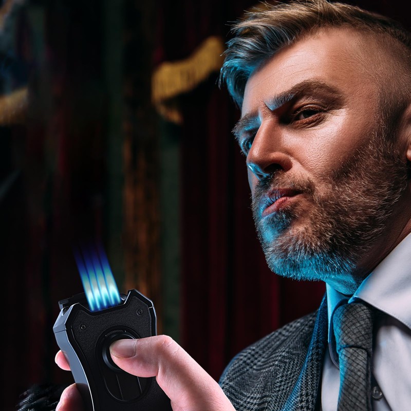 Reetsing Large Lighter,Premium Windproof Dual Torch Jet Flame Lighter with