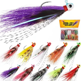 Dovesun Crappie Jigs Hand-Tied Hair Jigs 10 Colors Fishing Jigs Bucktail Crappie Jig Heads for Trout, Walleye and Panfish Fishing #2-1/8oz*40pcs