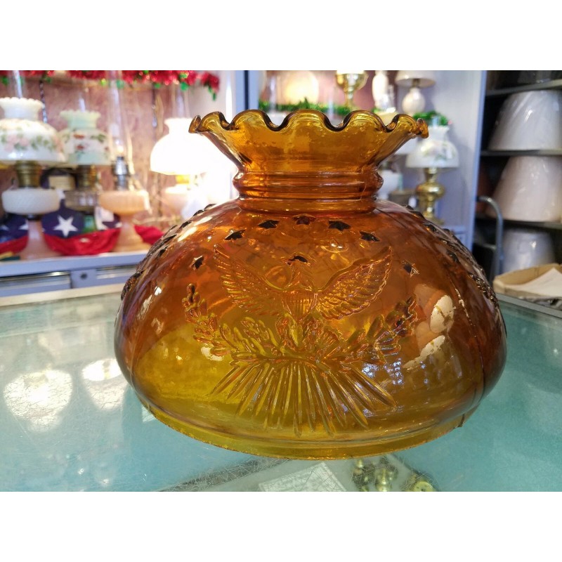 H & H NOS Vintage Amber 10" Glass Shade -