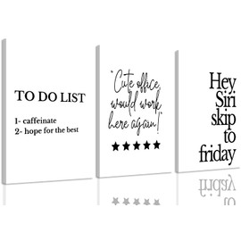 Ovczax Modern Minimalist Style Funny Quotes Funny Wall Art Set Of 3 Printed Canvas Office Decor Wall Decor For Bedroom Living Room Home Office Decoration With Inner Frame 12 * 16in