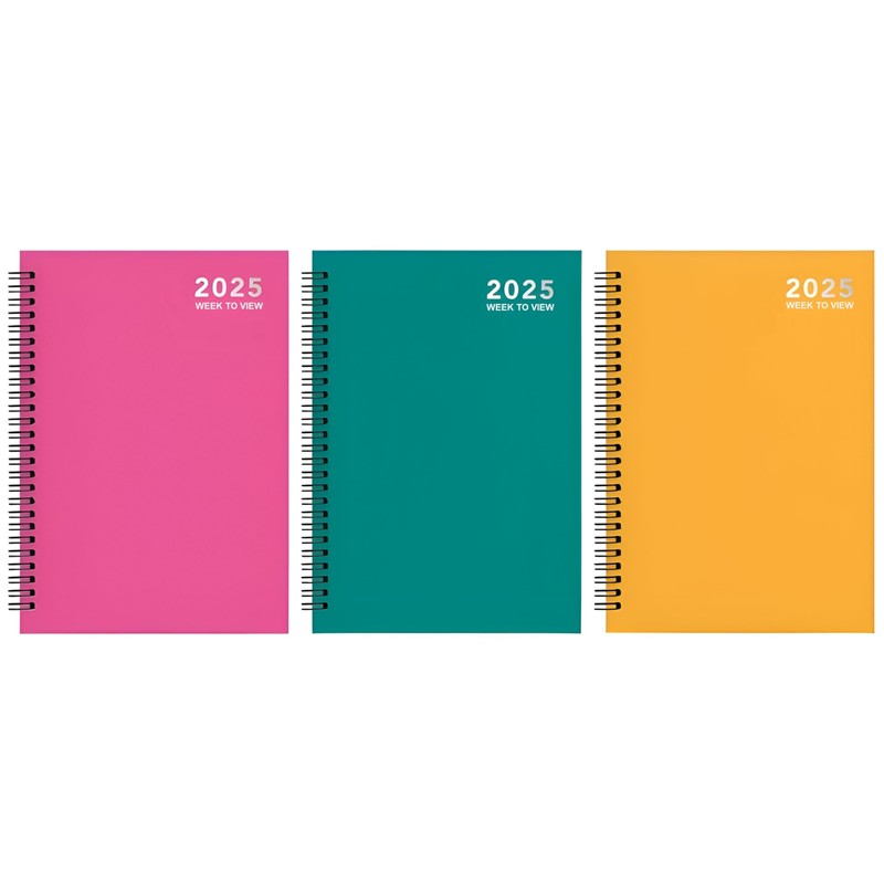2025 Diary A5 Week to View Wiro Hardback Full Year
