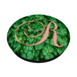 R Pink Clover Shamrock 4 Leaf Plant Initial Monogram Letter
