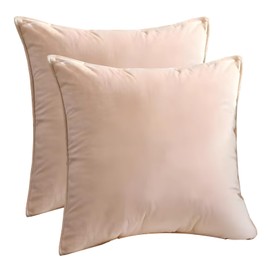 Fllyvly Set of 2 Velvet Cushion Covers, Decorative Cushion with Hidden Zip, Washable Sofa Cushion Covers, Square Cushion Cover for Living Room, Bedroom, Sofa (Cream Colours, 50 x 50 cm)