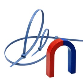 ACATMOON Metal Detectable Zip Ties Blue 14.5 inch, X-Ray,Food Metal Detectable Cable Ties Blue for Industrial Use(pack of 100 pcs)