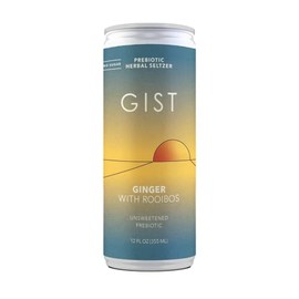 Gist Prebiotic Herbal Soda, Ginger with Rooibos, Organic Botanical Ingredients, Zero Sugar, 4g Plant Fiber + 2g Plant Protein, 12 fl oz cans (12 Pack)