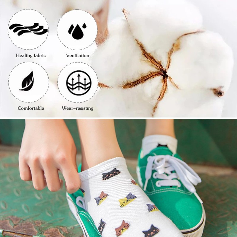 BAOKELAN Women Ankle Socks 5 Pairs Cotton No Show Sock