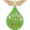 CHUVORA Hand Blown Glass Green White Dried Flower Teardrop Pendant