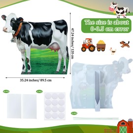 Colingmill 4 Ft Cow Cardboard Stand-Up Party Decorations Life-Size Black and White Cow Cardboard Cutout Animal Barnyard Party Photo Props for Farm Theme Party Western Party Birthday Supplies