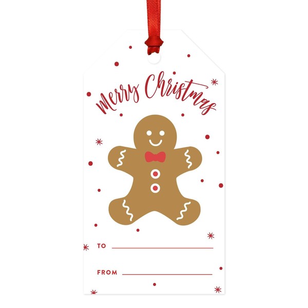 Andaz Press Christmas Classic Gift Tags, Red and White Gingerbread Man, Merry Christmas, to from, 20-Pack