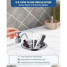 Phivan Commercial Dipper Well Faucet & Bowl Set 0.5 GPM Flow Coffee Shop Bar Counter Sink Faucet Deck Mount Commercial Food Washing Tool for Washing Ice Cream or Coffee Spoons, Brass & Stainless Steel