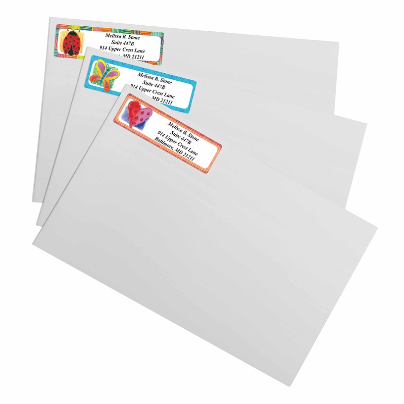 Imagination Assorted Designer Rolled Address Labels with Elegant Plastic Dispenser